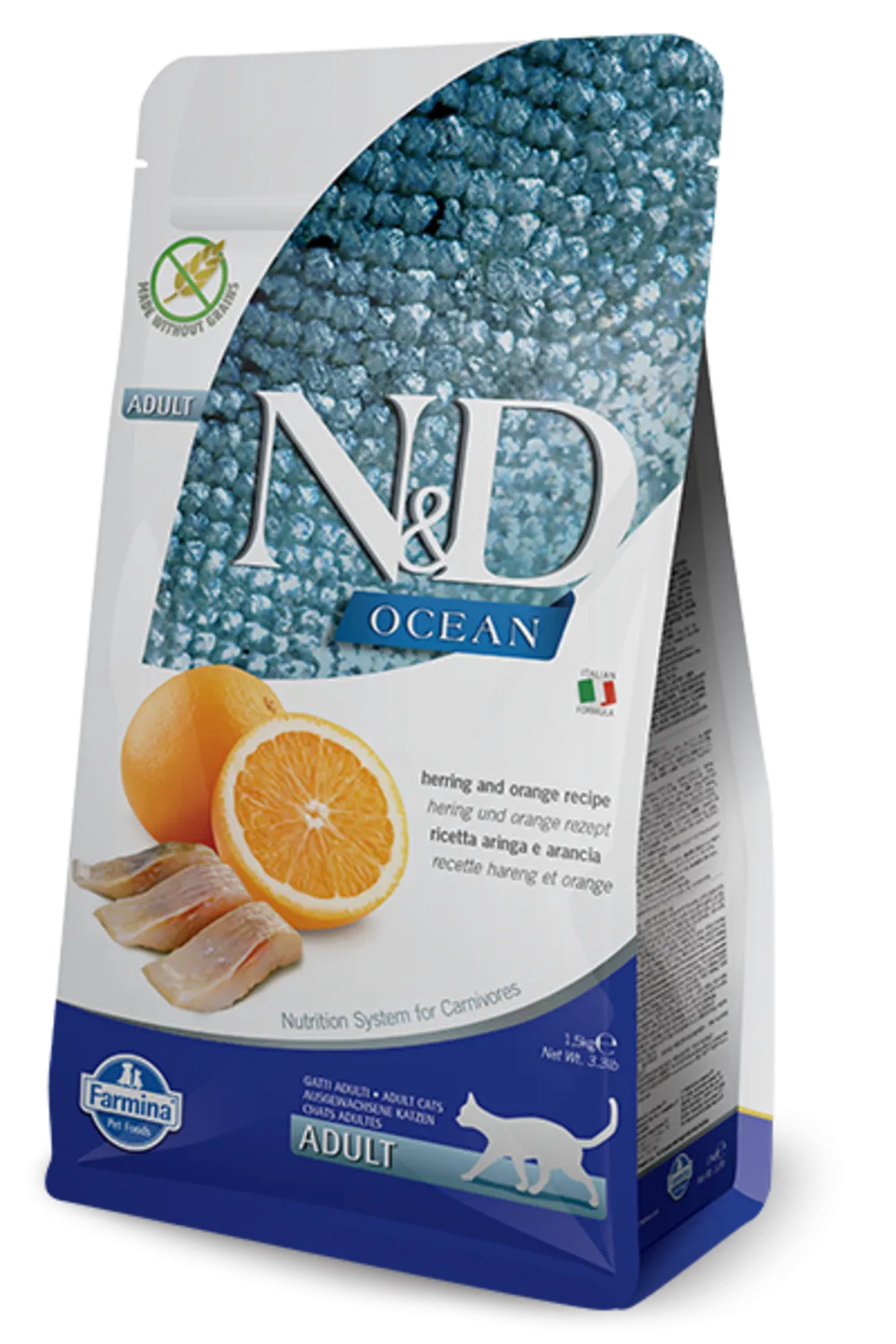 Farmina N&D Ocean Feline Herring & Orange Adult Dry Cat Food freeze dried dog food raw food for dogs dog freeze meal high protein dog food grain free freeze dog food