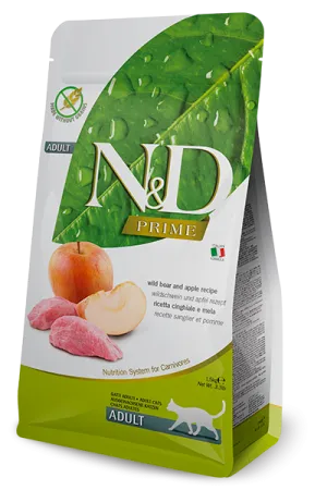 Farmina N&D Prime Grain Free Boar and Apple Dry Cat Food cat treats toys for cats cat hair remover cat cleaning supplies cat food bowl
