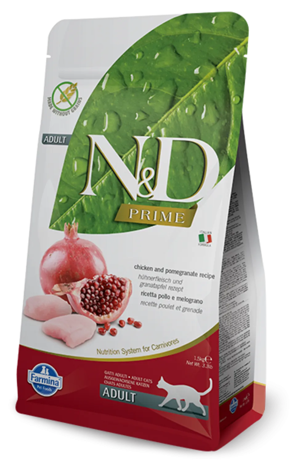 Farmina Prime N&D Natural & Delicious Grain Free Adult Chicken & Pomegranate Dry Cat Food freeze dried dog food raw food for dogs dog freeze meal high protein dog food grain free freeze dog food