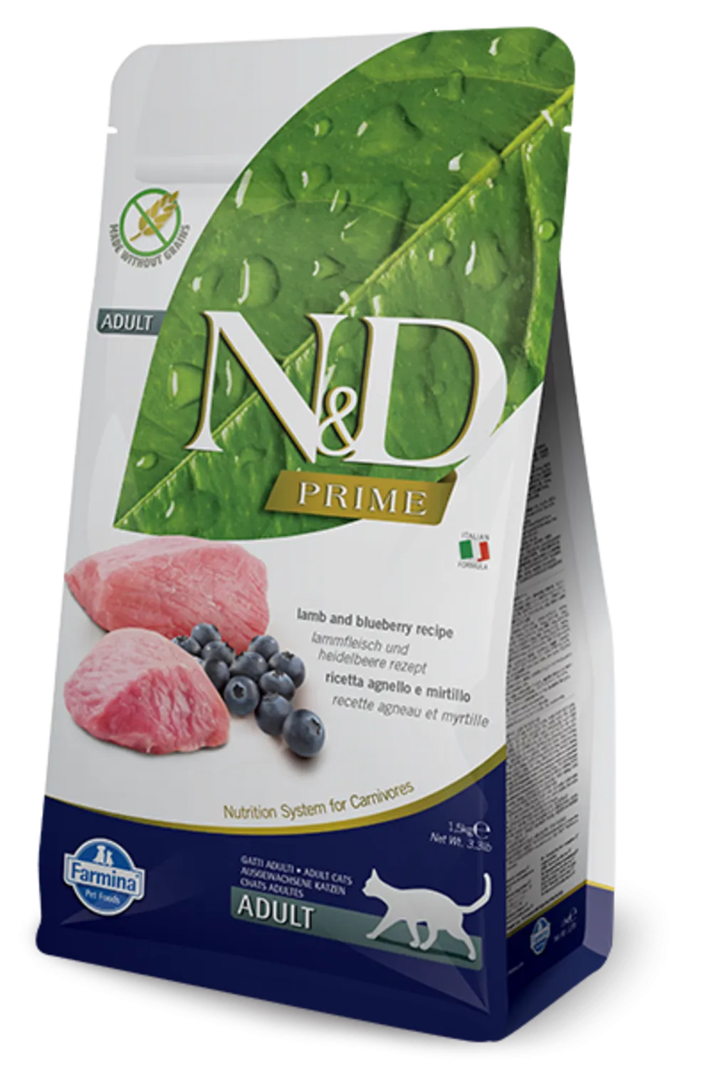 Farmina Prime N&D Natural & Delicious Grain Free Adult Lamb & Blueberry Dry Cat Food freeze dried dog food raw food for dogs dog freeze meal high protein dog food grain free freeze dog food
