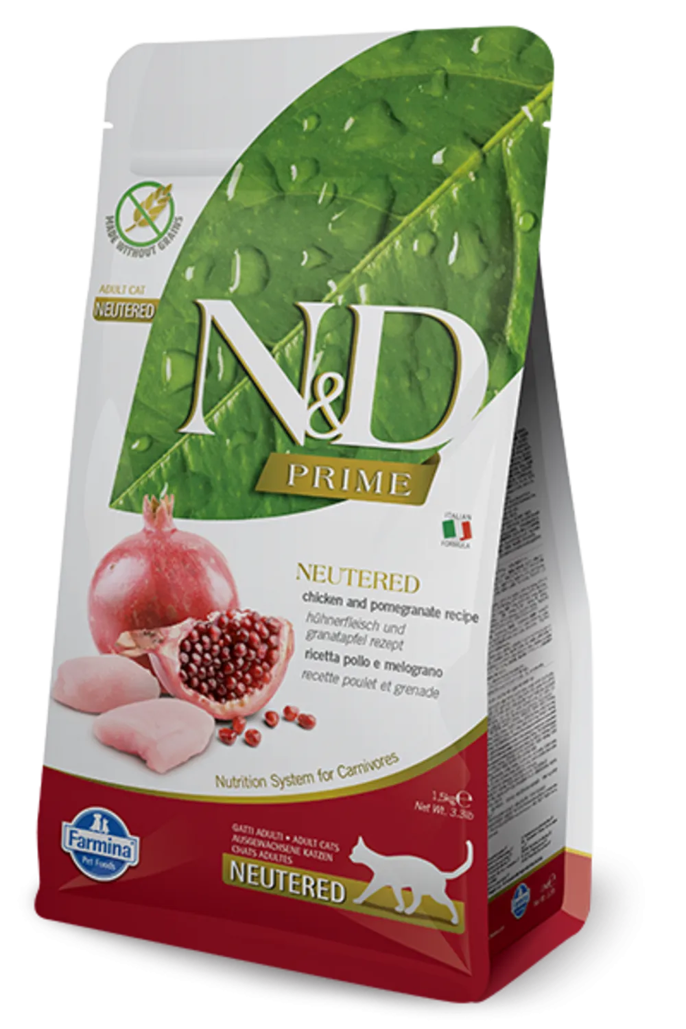 Farmina Prime N&D Natural & Delicious Grain Free Chicken & Pomegranate Neutered Adult Dry Cat Food freeze dried dog food raw food for dogs dog freeze meal high protein dog food grain free freeze dog food