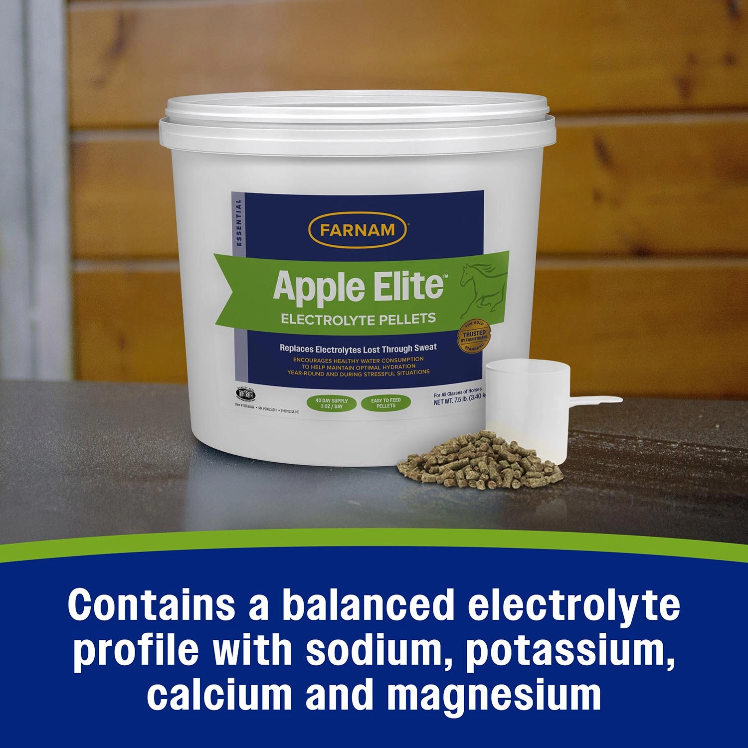Farnam Apple Elite Electrolyte Pellets for Horses, 7.5 lbs, 40 Day Supply