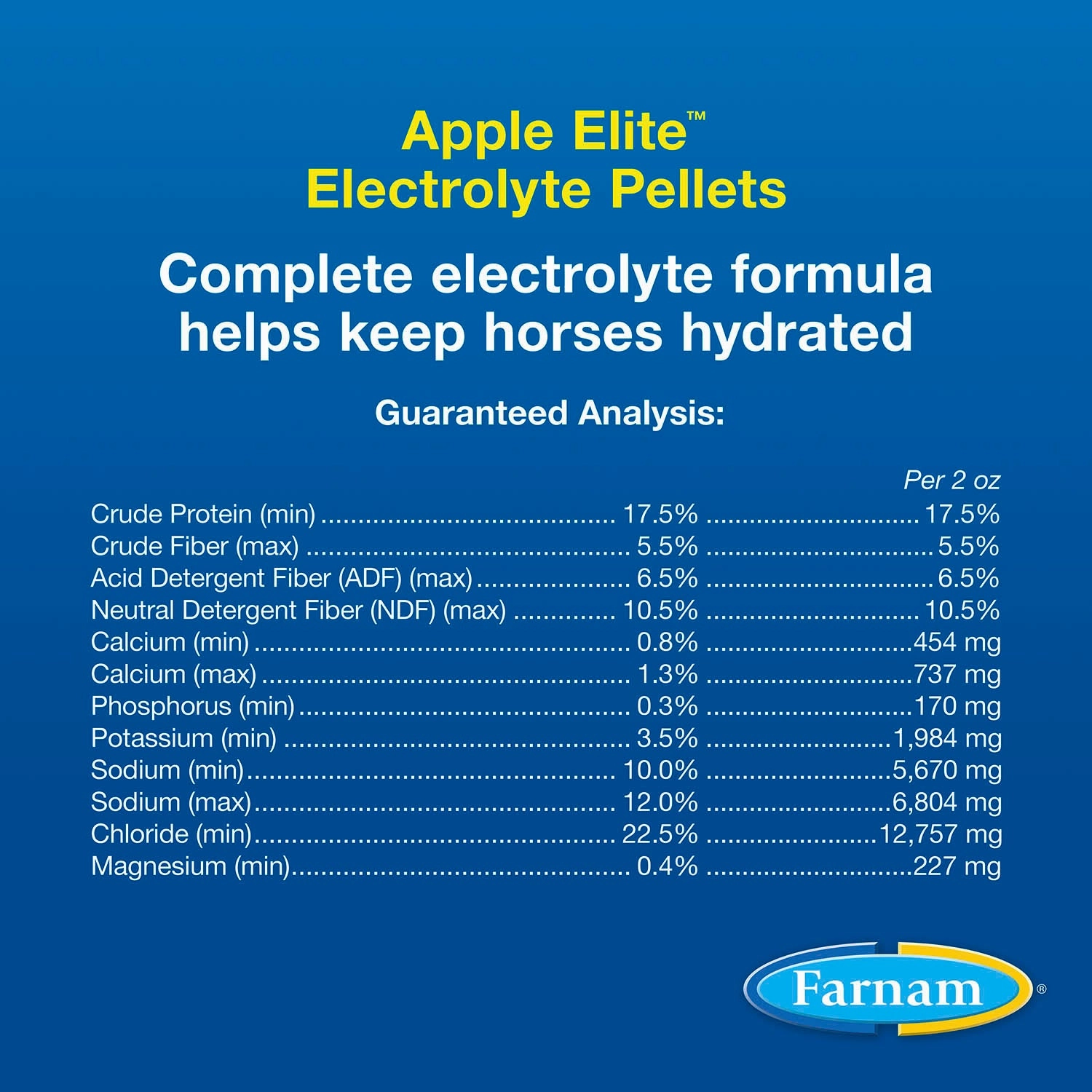 Farnam Apple Elite Electrolyte Pellets for Horses, 7.5 lbs, 40 Day Supply