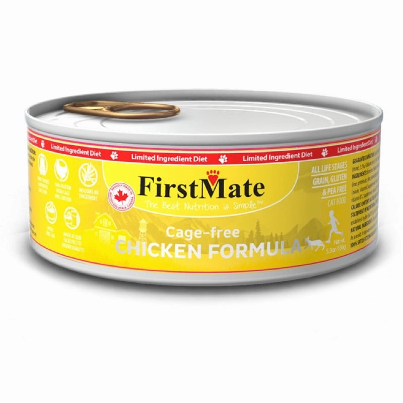 FirstMate Grain Free Cage Free Chicken Formula Canned Cat Food 156g cat food cans soft cat food high protein cat food natural cat food senior cat food