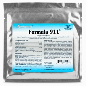 Formula 911  Suspendable Broth (100 gram pk) Oral Rehydration Powder for Livestock tuff dog toys durable toys for dogs chew tested toys hard chew toy strong plush