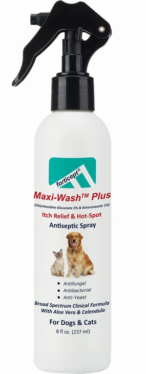 Forticept Maxi-Wash Plus Itch & Hot Spot Spray, 8 oz plush dog toys fluffy dog toy dog cuddle toy dog toy set stuffed toy for dogs