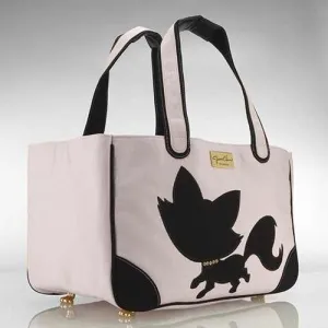 Foxy Pom Rescue Me Tote Canvas Dog Carrier Pink dog bowtie leather collar dog charm dog party wear dog scarf set