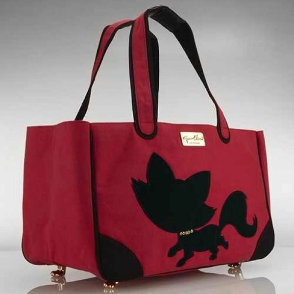 Foxy Pom Rescue Me Tote Canvas Dog Carrier Red dog bowtie leather collar dog charm dog party wear dog scarf set