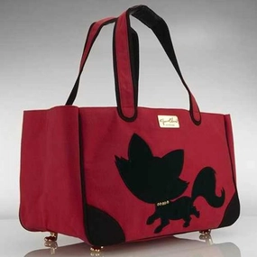 Foxy Pom Rescue Me Tote Canvas Dog Carrier Red dog bowtie leather collar dog charm dog party wear dog scarf set