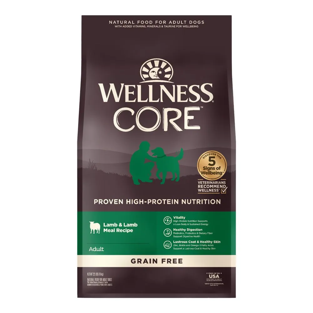 'FREE FD TREATS': Wellness CORE Grain-Free Lamb Dry Dog Food dog grooming shampoo collar crate feeding supplies