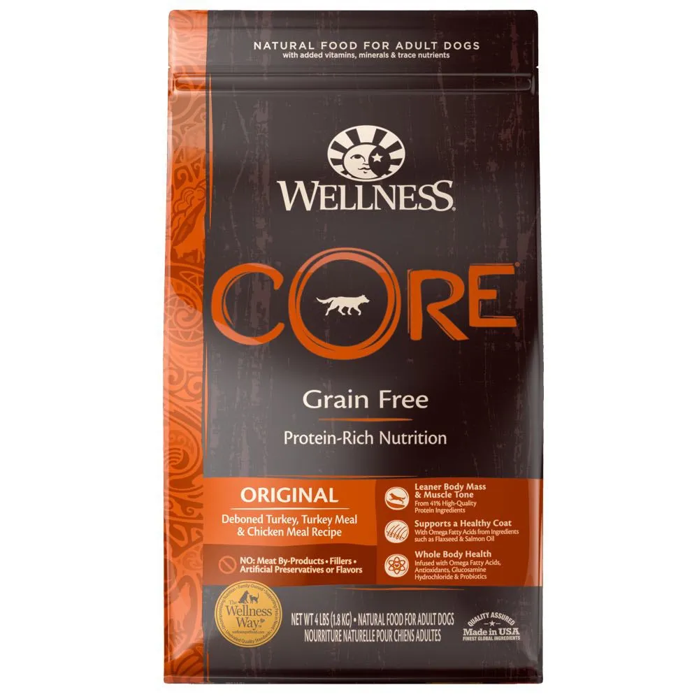 'FREE FD TREATS': Wellness CORE Grain-Free Original Dry Dog Food dog grooming shampoo collar crate feeding supplies