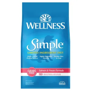 'FREE FD TREATS': Wellness Simple Grain-Free Salmon & Potato Formula Adult Dry Dog Food 24lb dog grooming shampoo collar crate feeding supplies