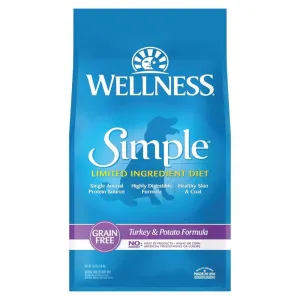 'FREE FD TREATS': Wellness Simple Grain-Free Turkey & Potato Formula Adult Dry Dog Food 26lb dog grooming shampoo collar crate feeding supplies