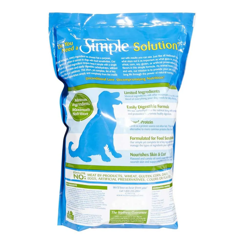 'FREE FD TREATS': Wellness Simple Lamb & Oatmeal Formula Adult Dry Dog Food 26lb