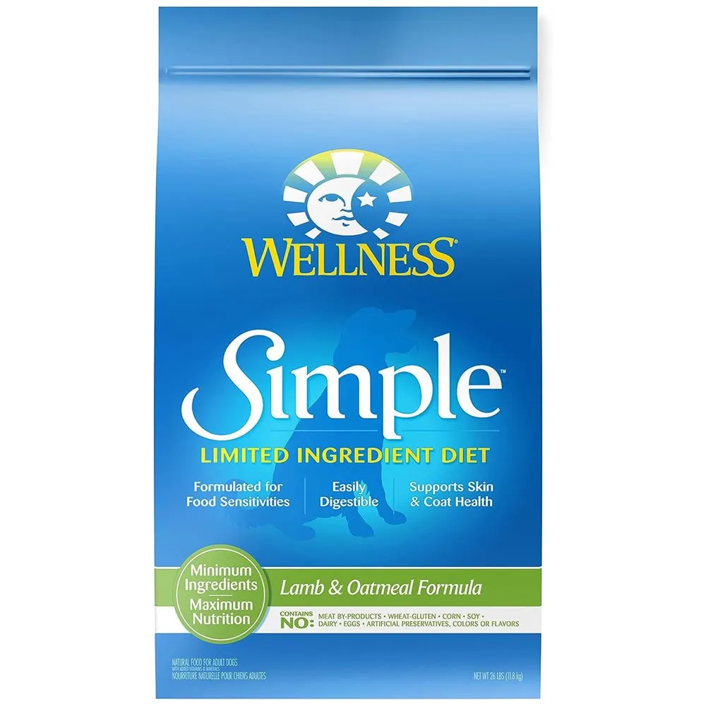 'FREE FD TREATS': Wellness Simple Lamb & Oatmeal Formula Adult Dry Dog Food 26lb