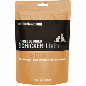 Freeze Dry Australia Chicken Liver Cat & Dog Treats 80g dog chew toys dog dental chews durable chew toys puppy chew toy bone chew