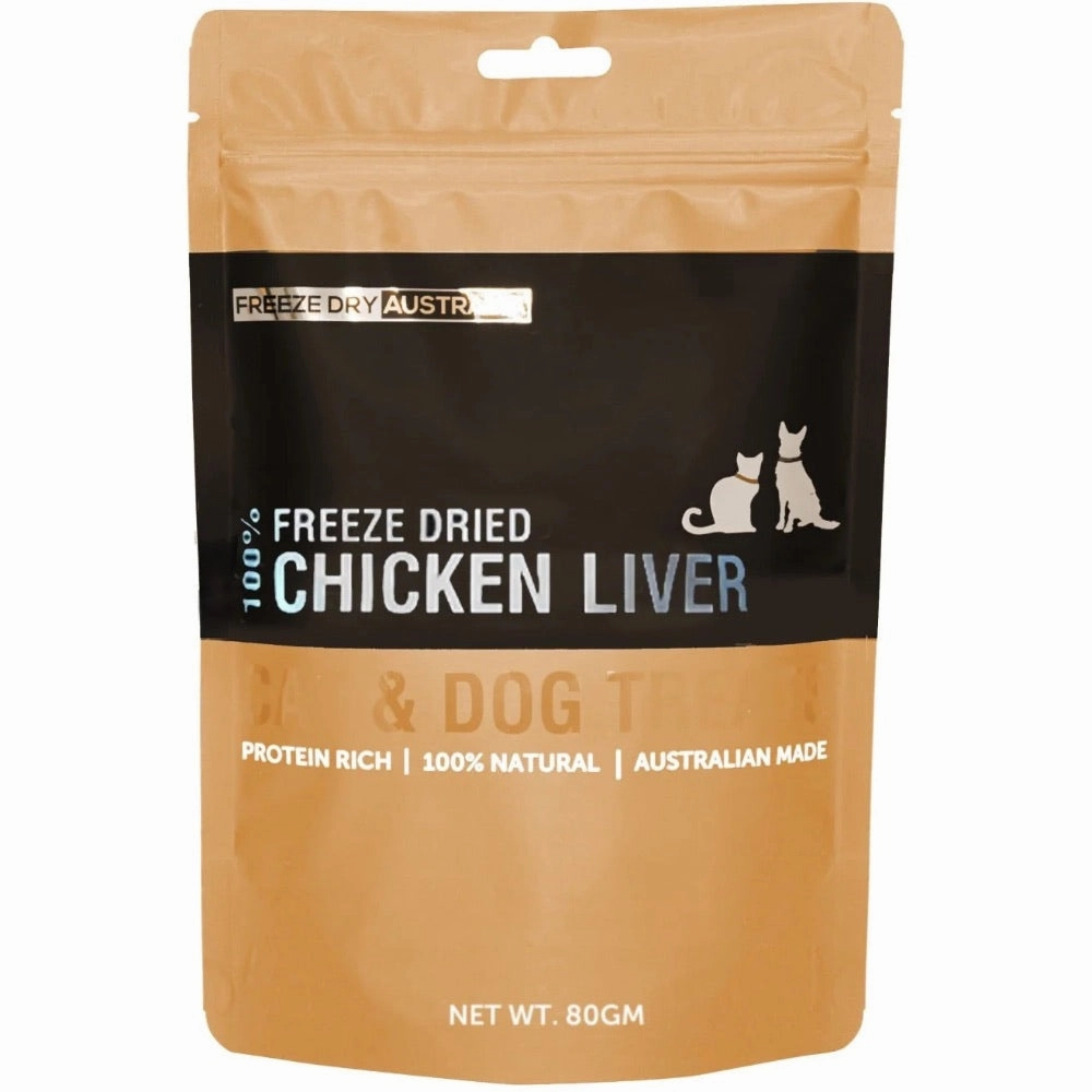 Freeze Dry Australia Chicken Liver Cat & Dog Treats 80g dog chew toys dog dental chews durable chew toys puppy chew toy bone chew
