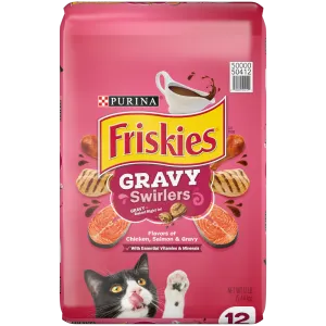 Friskies Gravy Swirlers Chicken & Salmon Flavor Dry Cat Food freeze dried dog food raw food for dogs dog freeze meal high protein dog food grain free freeze dog food