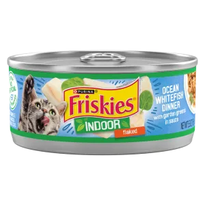 Friskies Selects Indoor Flaked Ocean Whitefish Canned Cat Food cat calming diffuser cat stress relief anxiety cat treats cat relaxing spray pet mood aid