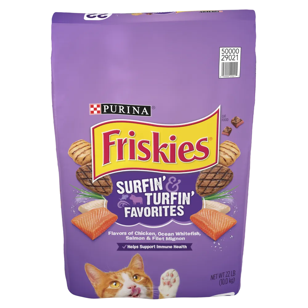 Friskies Surfin andTurfin Favorites Dry Cat Food freeze dried dog food raw food for dogs dog freeze meal high protein dog food grain free freeze dog food