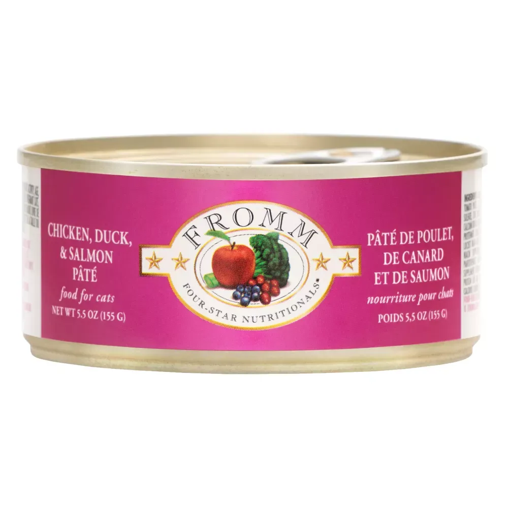 Fromm Four-Star Chicken, Duck & Salmon Pate Wet Cat Food cat treats toys for cats cat hair remover cat cleaning supplies cat food bowl