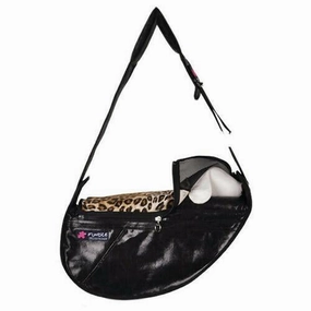 Fundle Pet Sling Dog Carrier Black/Leopard dog bowtie leather collar dog charm dog party wear dog scarf set