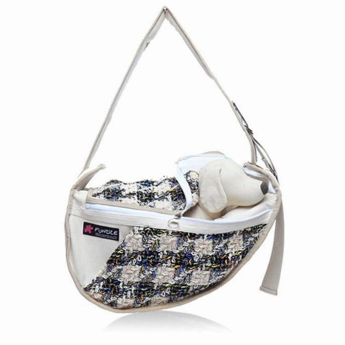 Fundle Pet Sling Dog Carrier Coco Bling Ivory dog bowtie leather collar dog charm dog party wear dog scarf set