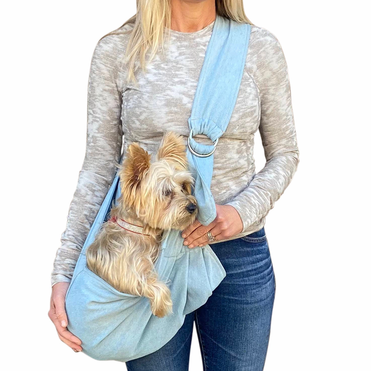 Fur Baby Adjustable Sling Dog Carrier Bleachwashed Blue Denim dog bowtie leather collar dog charm dog party wear dog scarf set