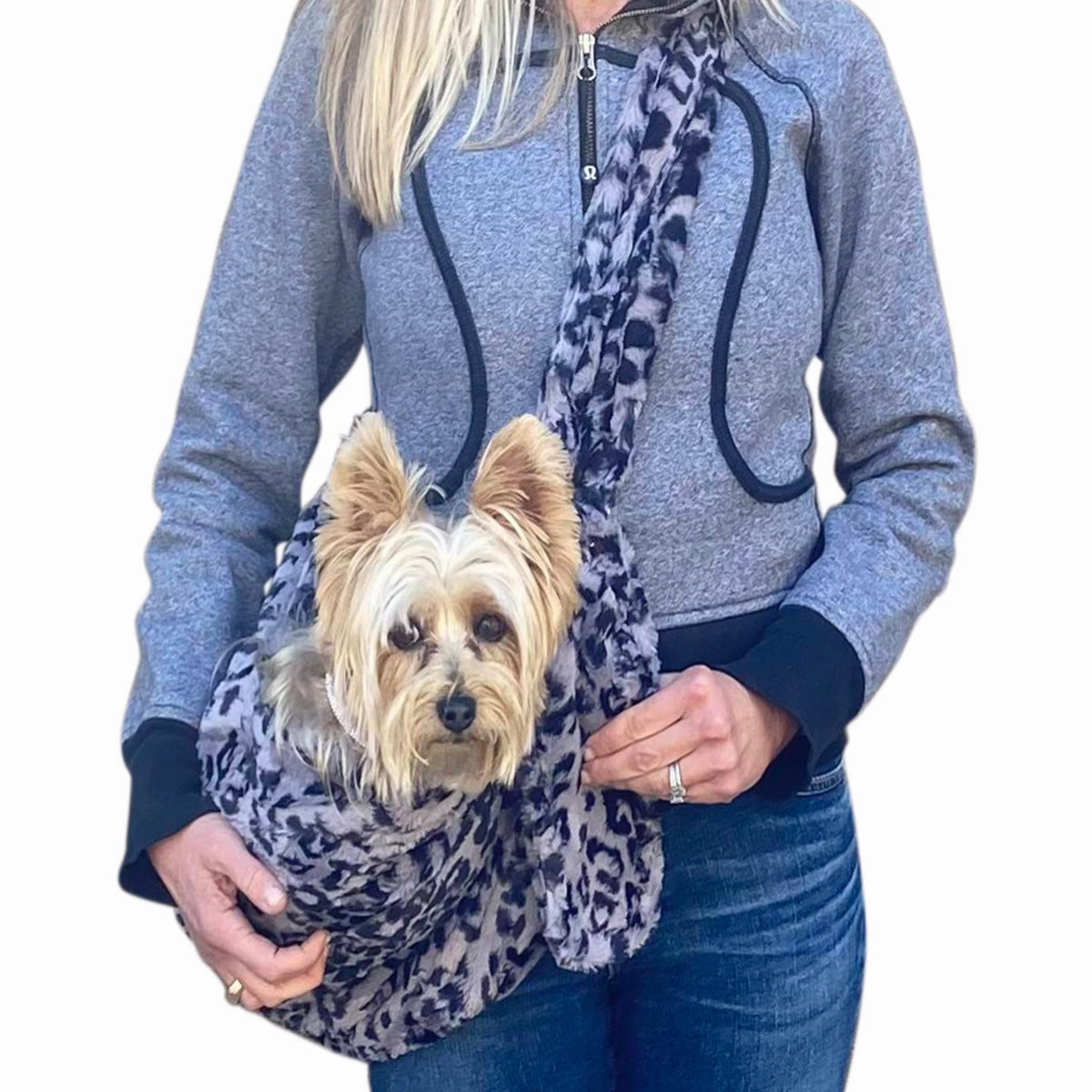 Fur Baby Adjustable Sling Dog Carrier Leopard Charcoal dog bowtie leather collar dog charm dog party wear dog scarf set