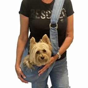 Fur Baby Adjustable Sling Dog Carrier Stonewashed Blue Denim dog bowtie leather collar dog charm dog party wear dog scarf set