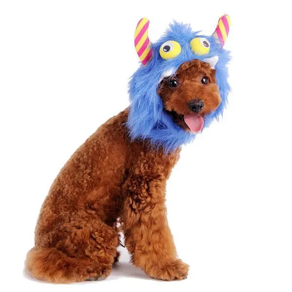 Furry Monster Dog Hat Blue