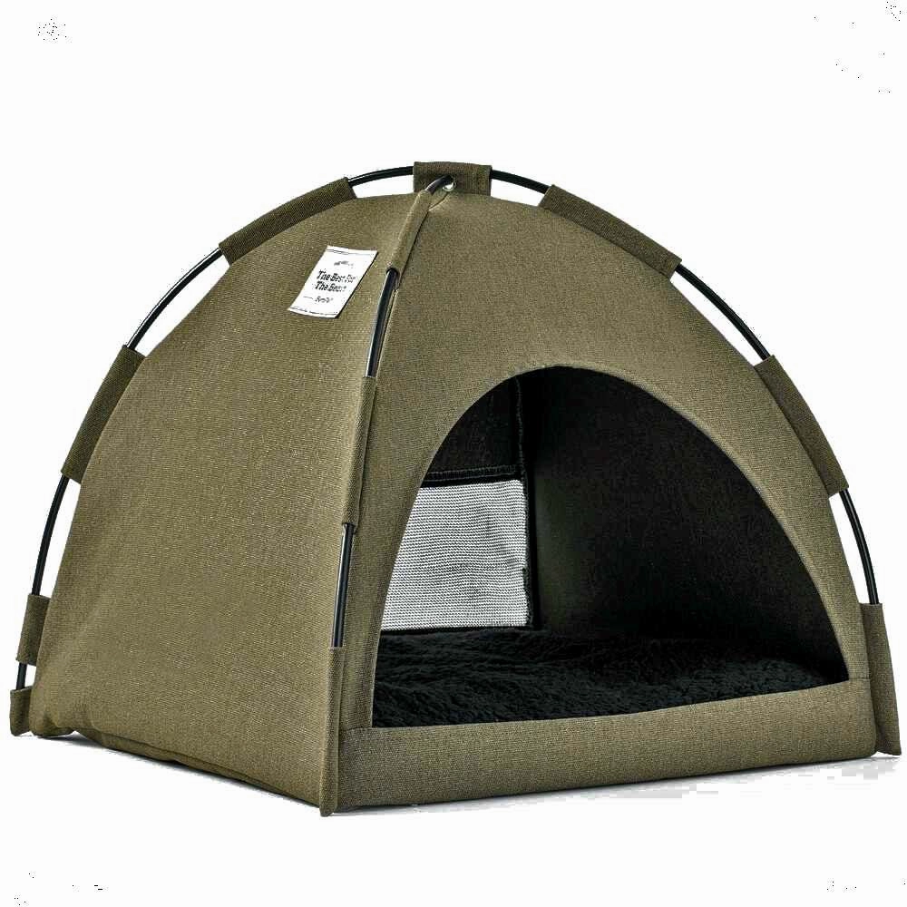 Furrytail Little Glamper Tent Olive Green Bed For Cats & Dogs cat accessories cat collar cat harness cat backpack cat ID tag