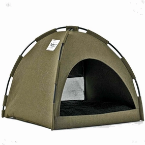 Furrytail Little Glamper Tent Olive Green Bed For Cats & Dogs cat accessories cat collar cat harness cat backpack cat ID tag