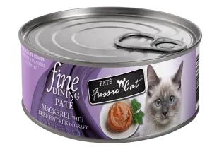 Fussie Cat Fine Dining Pate Mackerel with Beef Entree Wet Cat Food cat treats toys for cats cat hair remover cat cleaning supplies cat food bowl