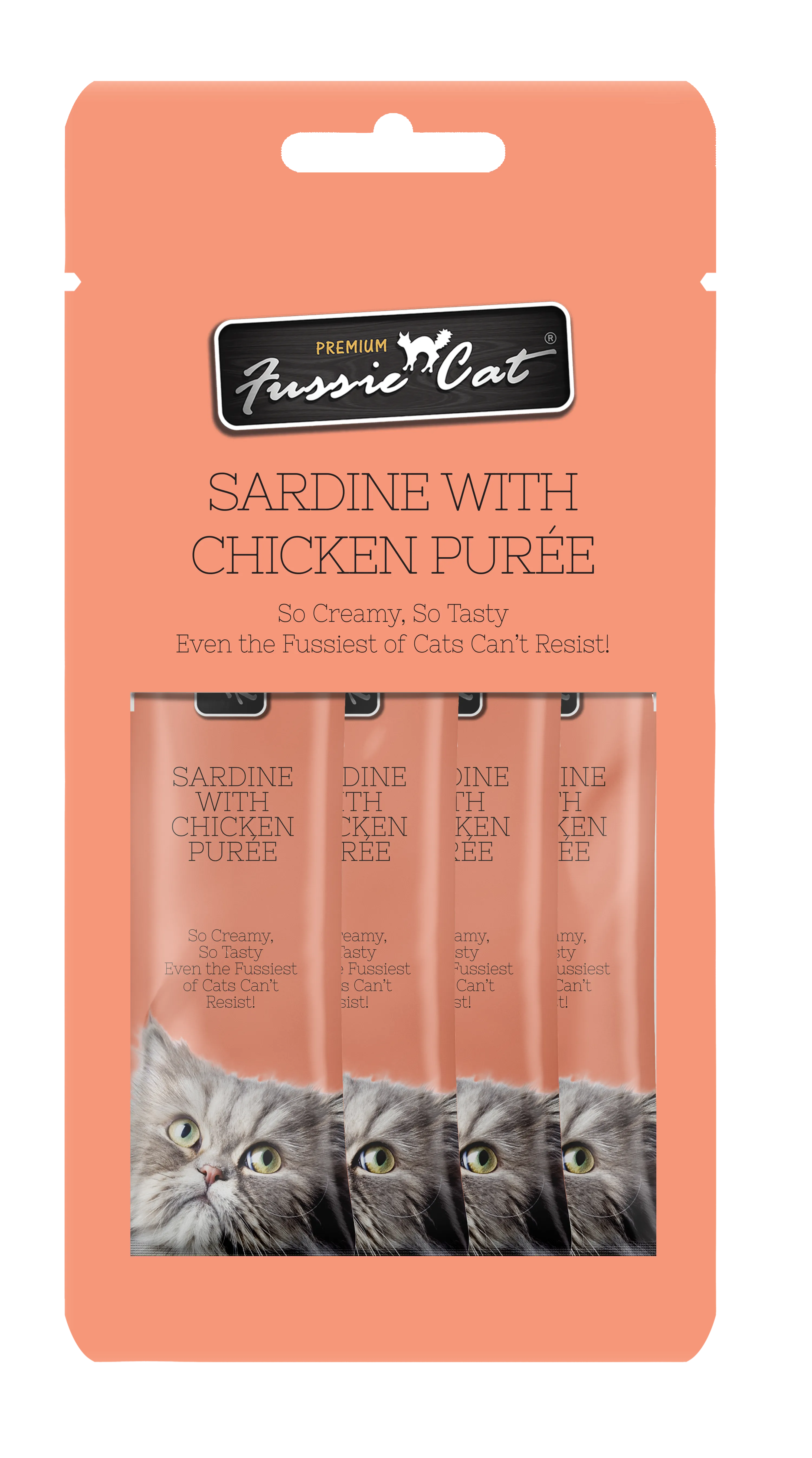 Fussie Cat Pure - Sardine with Chicken 4pk 2oz Bag cat toys interactive cat toys cat teaser wand cat balls cat laser pointer