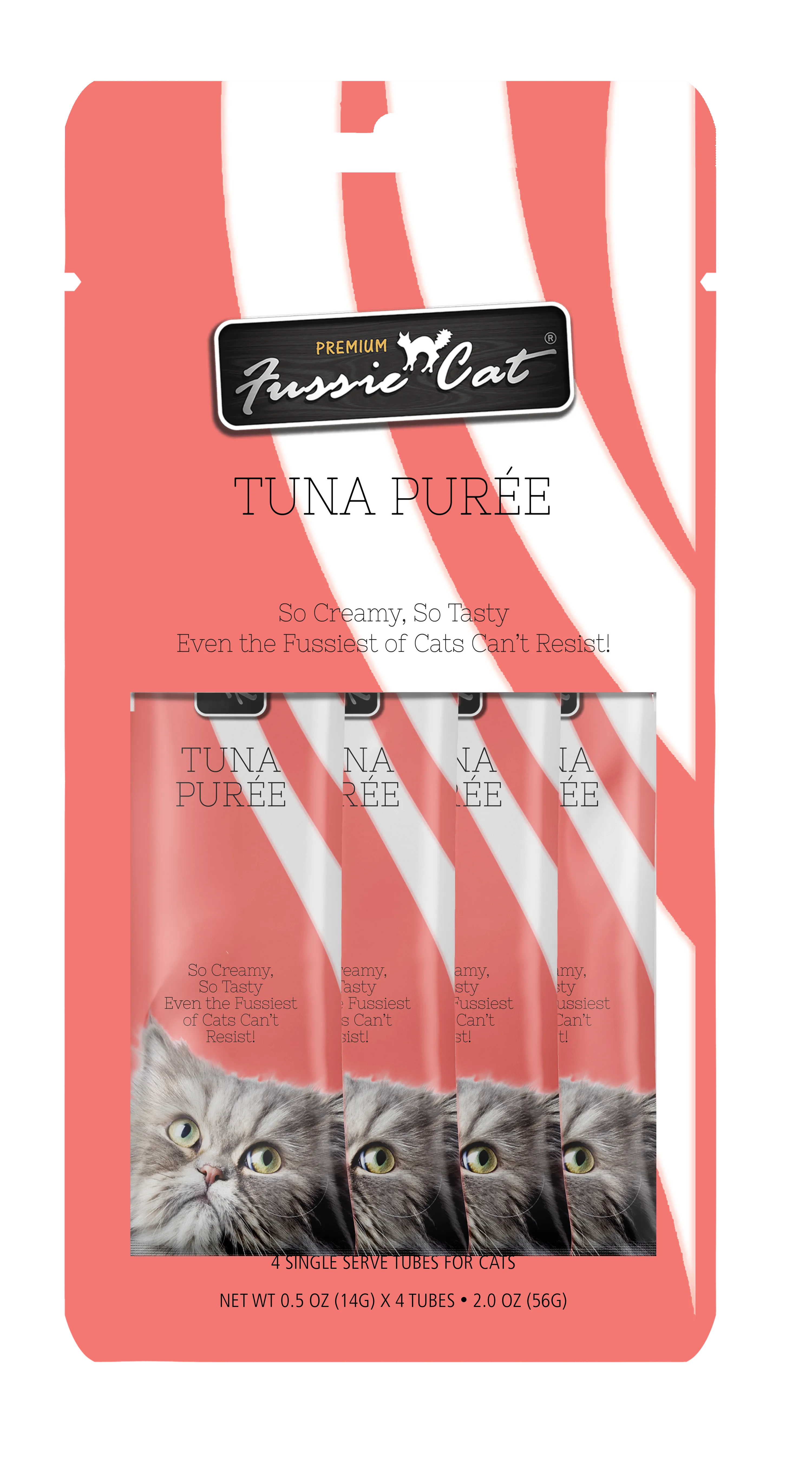 Fussie Cat Pure - Tuna 4pk 2oz Bag cat toys interactive cat toys cat teaser wand cat balls cat laser pointer