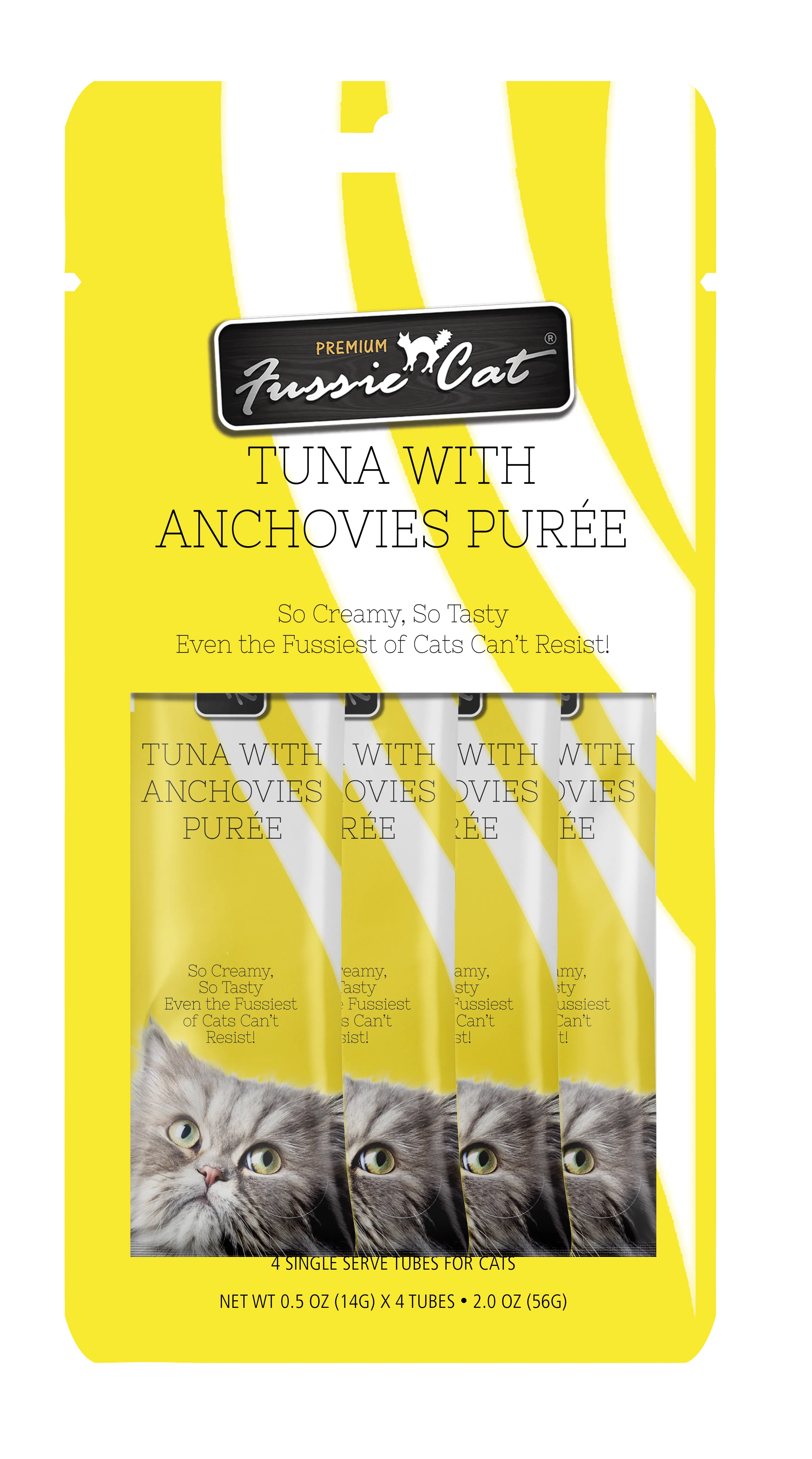 Fussie Cat Pure - Tuna with Anchovies 4pk 2oz Bag cat toys interactive cat toys cat teaser wand cat balls cat laser pointer