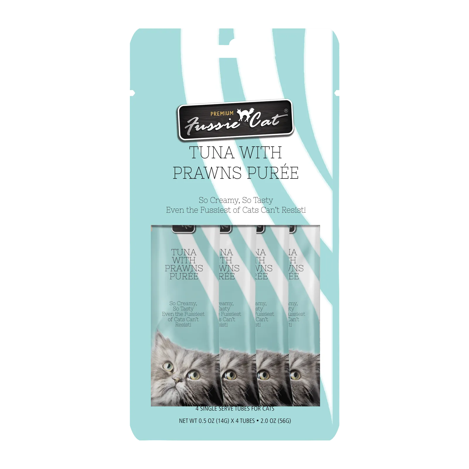 Fussie Cat Pure - Tuna with Prawns 4pk 2oz Bag cat toys interactive cat toys cat teaser wand cat balls cat laser pointer