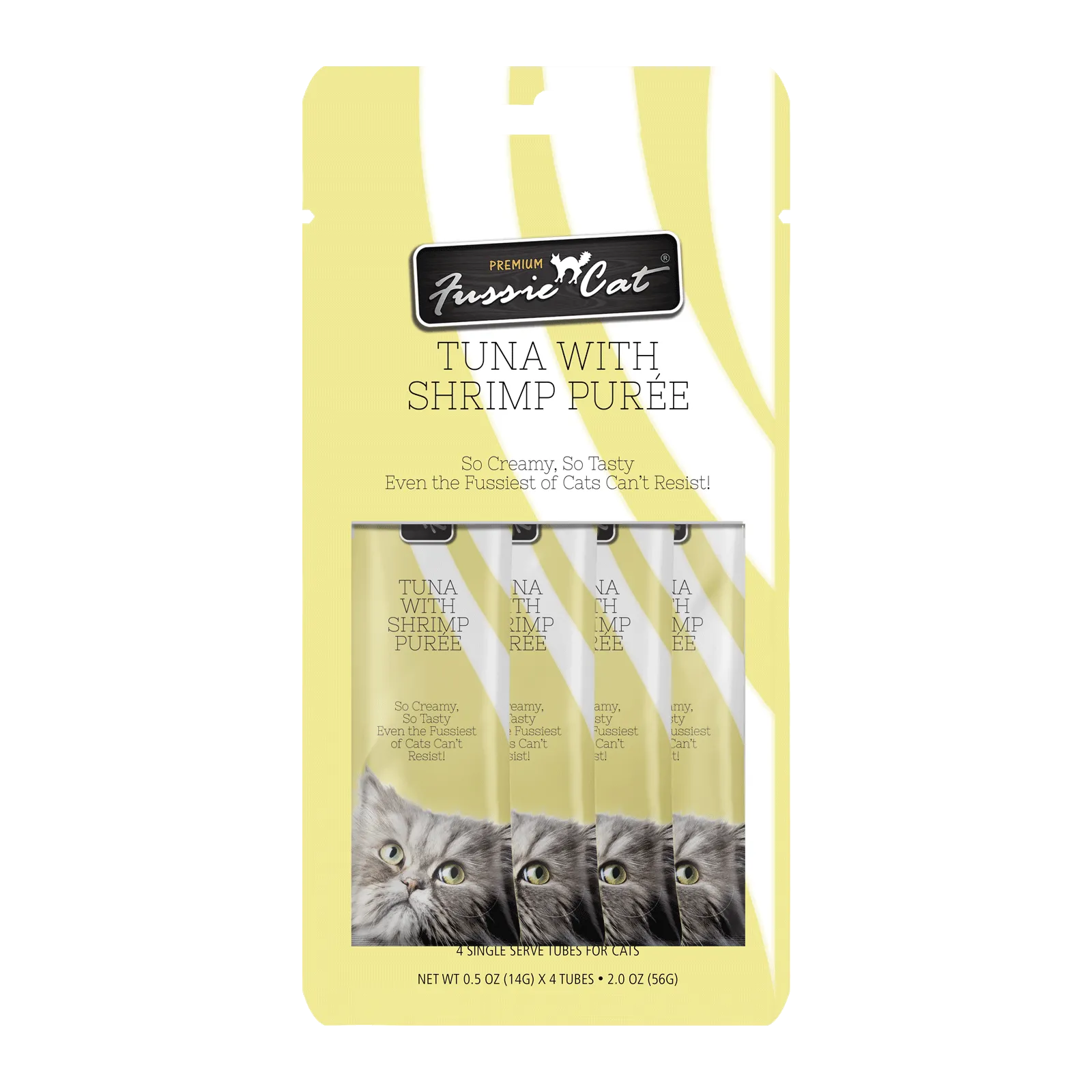 Fussie Cat Pure - Tuna with Shrimp 4pk 2oz Bag cat toys interactive cat toys cat teaser wand cat balls cat laser pointer
