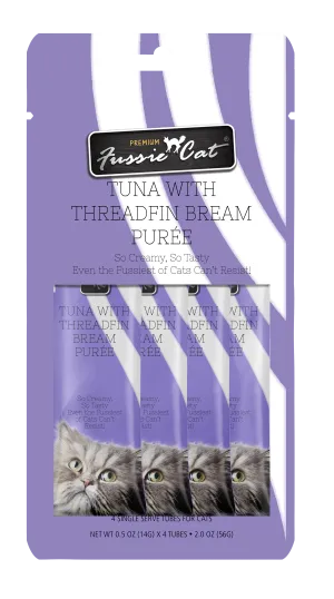 Fussie Cat Pure - Tuna with Threadfin Bream 4pk 2oz Bag cat toys interactive cat toys cat teaser wand cat balls cat laser pointer