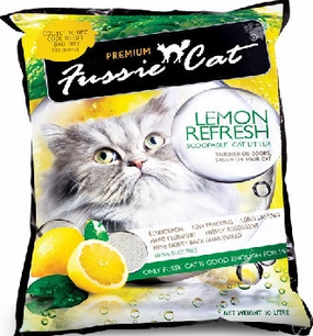 Fussie Cat Lemon Refresh Scoopable Bentonite Cat Litter 10L kitten supplies kitten toys kitten food kitten litter box kitten bed