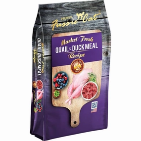 Fussie Cat Market Fresh Quail & Duck Meal Recipe Grain-Free Dry Cat Food cat snacks catnip treats healthy cat food cat reward treats low calorie cat food