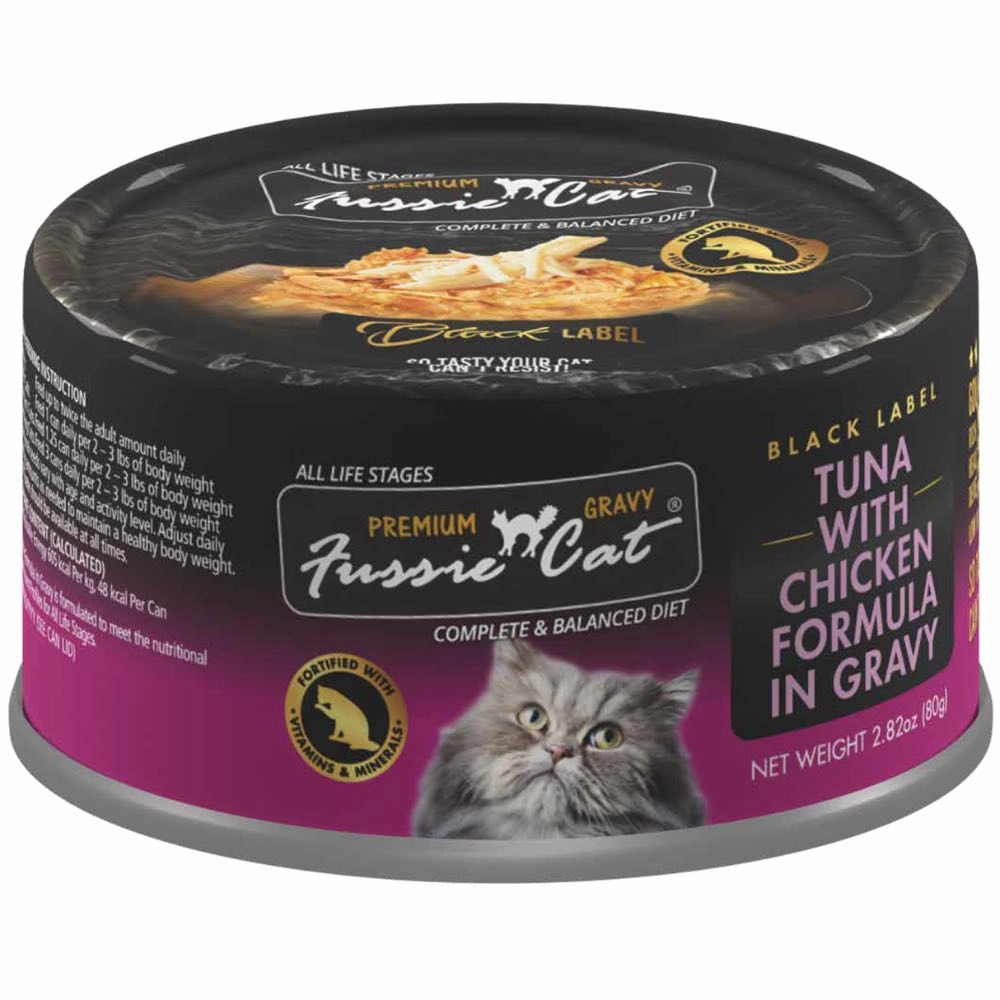 Fussie Cat Premium Tuna With Chicken In Gravy Grain-Free Canned Cat Food 80g cat food cans soft cat food high protein cat food natural cat food senior cat food
