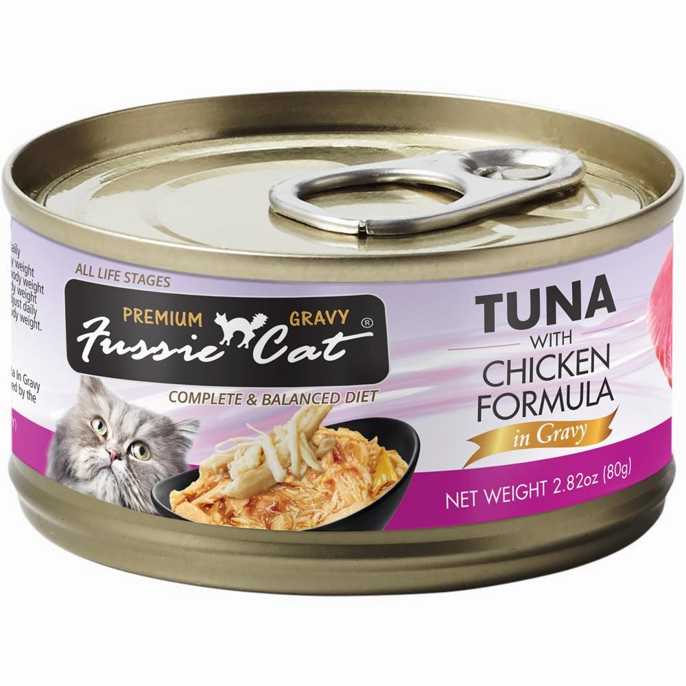 Fussie Cat Premium Tuna With Chicken In Gravy Grain-Free Canned Cat Food 80g
