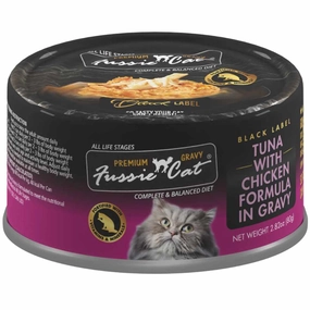 Fussie Cat Premium Tuna With Chicken In Gravy Grain-Free Canned Cat Food 80g cat food cans soft cat food high protein cat food natural cat food senior cat food