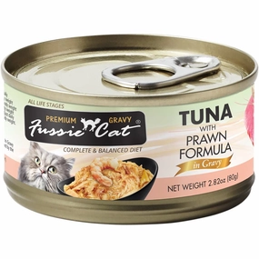 Fussie Cat Premium Tuna With Prawn In Gravy Grain-Free Canned Cat Food 80g natural cat food soft cat treats freeze dried cat food organic cat treats indoor cat food