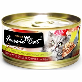 Fussie Cat Premium Tuna With Salmon In Aspic Grain-Free Canned Cat Food 80g cat food cans soft cat food high protein cat food natural cat food senior cat food