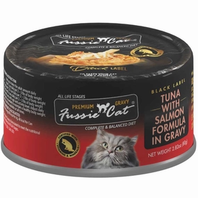 Fussie Cat Premium Tuna With Salmon In Gravy Grain-Free Canned Cat Food 80g cat food cans soft cat food high protein cat food natural cat food senior cat food