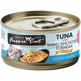 Fussie Cat Premium Tuna With Small Anchovies In Gravy Grain-Free Canned Cat Food 80g cat food cans soft cat food high protein cat food natural cat food senior cat food