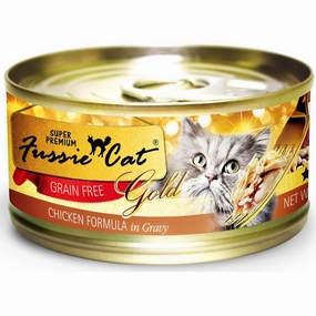 Fussie Cat Super Premium Chicken In Gravy Gold Grain-Free Canned Cat Food 80g cat food cans soft cat food high protein cat food natural cat food senior cat food